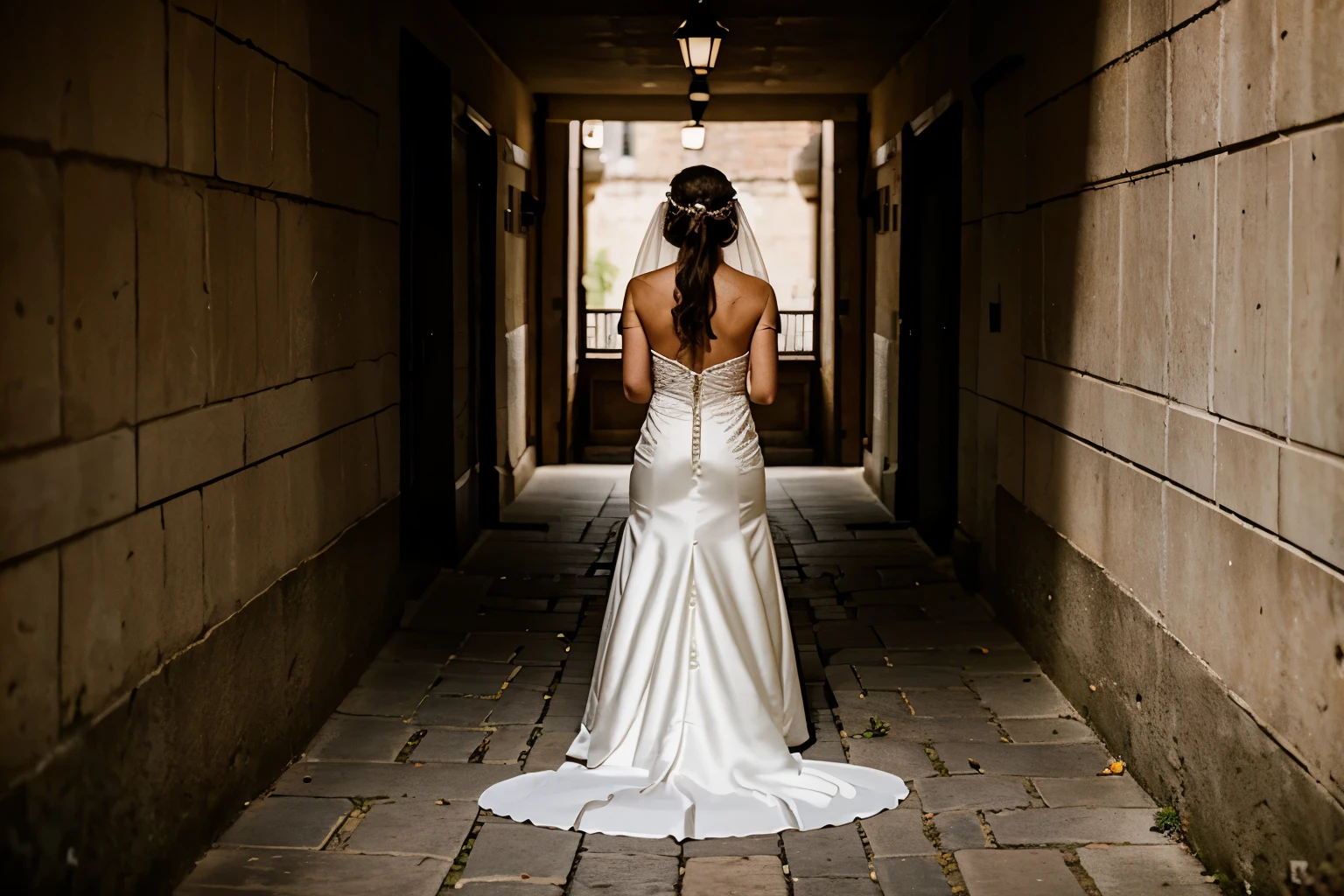 a bride facing away from the camera