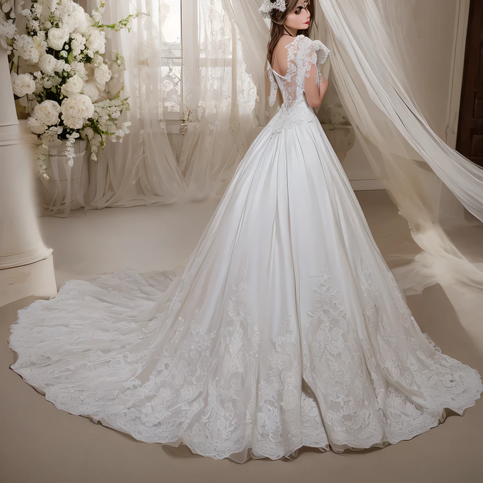 white lace wedding dress