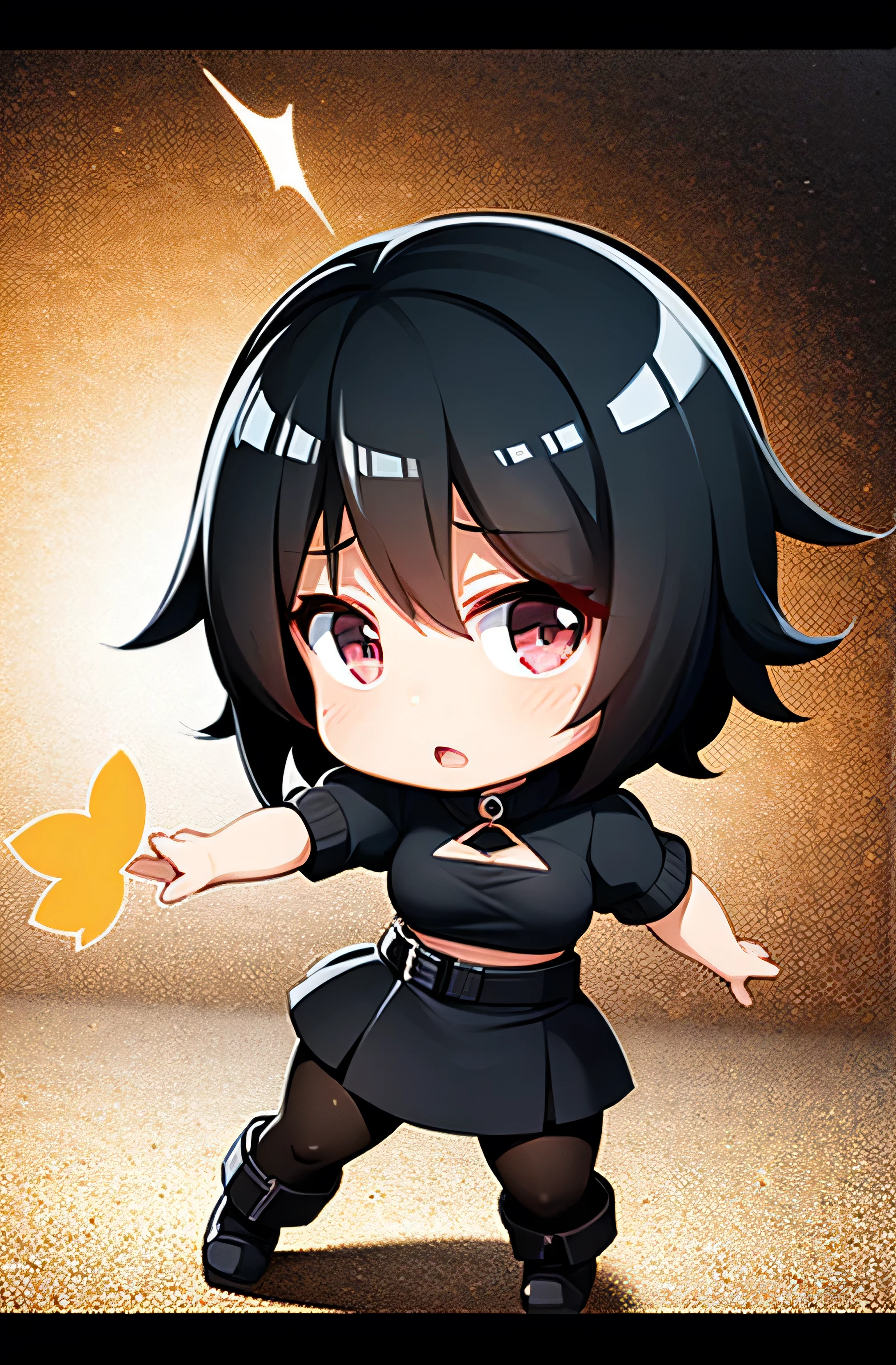 Chibi woman, short black hair,
