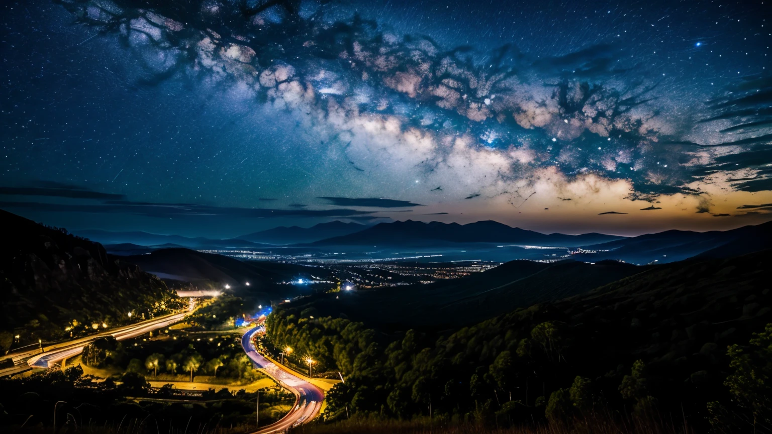 Master Parts、Superior Quality、Excellent image quality、8K quality、Beautiful starry sky photos、grow、Arched Milky Way:1.9