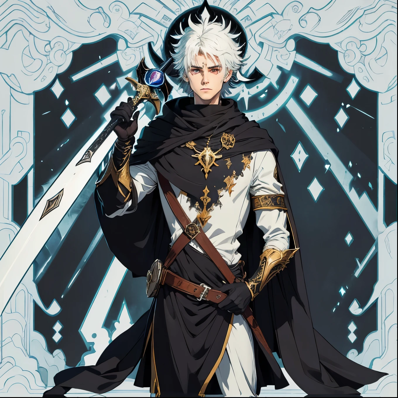 Nome: Darian Shadowblade
Idade: 25 anos
Origem: Fruit of a forbidden love between a shadow god and a human Physical description: Darian Shadowblade is a young man with an imposing and mysterious appearance. Seus cabelos negros como a noite caem em mechas desalinhadas sobre seus ombros, contrastando com seus olhos penetrantes e profundos, that reflect the darkness and wisdom of shadows. His pale skin marked by ancient runes reveals his divine nature., while his athletic and agile physique denotes his skill as a warrior. Darian carries with him a single sword, cujo fio reluzente e sinistro reflete a dualidade de sua linhagem divina e humana.
Personalidade: Darian Shadowblade is a being marked by the duality of its origins, refletida em sua personalidade complexa e conflituosa. Por um lado, he inherited the strength and dexterity of his divine father, o deus das sombras, o que o torna um habilidoso e temido guerreiro. Por outro lado, the influence of his human mother endowed him with empathy, compassion and a thirst for justice that conflicts with his dark side. Darian constantly struggles to find balance between the light and darkness that inhabits his being., as he seeks redemption and acceptance in a world that sees him as a freak.
Darian Shadowblade é um personagem complexo, whose journey is marked by challenges and discoveries, facing both external enemies and the internal conflicts of their own nature. Sua espada, symbol of your divine and earthly heritage, is your faithful companion in your battles and an extension of your own soul divided between light and shadows. Your search for redemption, reconciliation and self-knowledge make him a captivating and emblematic protagonist, whose actions can shape the destinies of gods and mortals.
