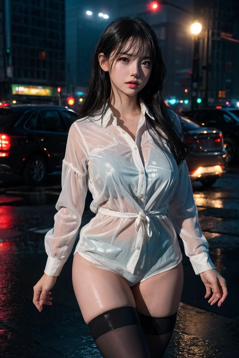 mix4,(8k, RAW photo, best quality, masterpiece:1.2), (realistic, photo-realistic:1.37),1girlsakuragun,cityscape, night, rain, wet,professional lighting, photon mapping, radiosity, physically-based rendering, full body,thighhighs,legs together, breasts, peeing,