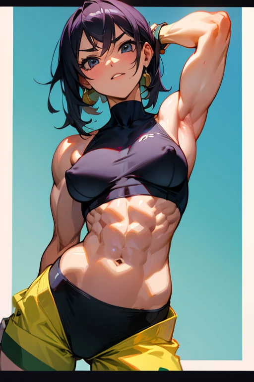Muscle abs girl c-cup nipples