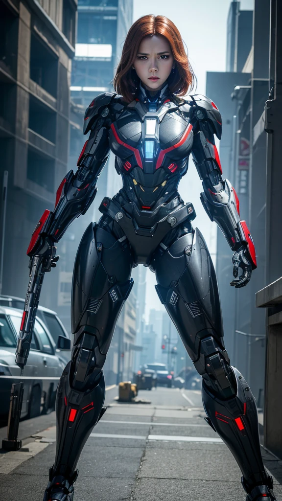  Super detailed, advanced details, high quality, high quality, High resolution, 1080p, hard disk, beautiful,(war machine),(black widow),A powerful cyborg woman, sleek and futuristic, with advanced mechanical augmentations that enhance her strength and capabilities.,Mecha cyborg girl,battle mode,Mecha body girl,She is wearing a futuristic war machine weapon mecha,