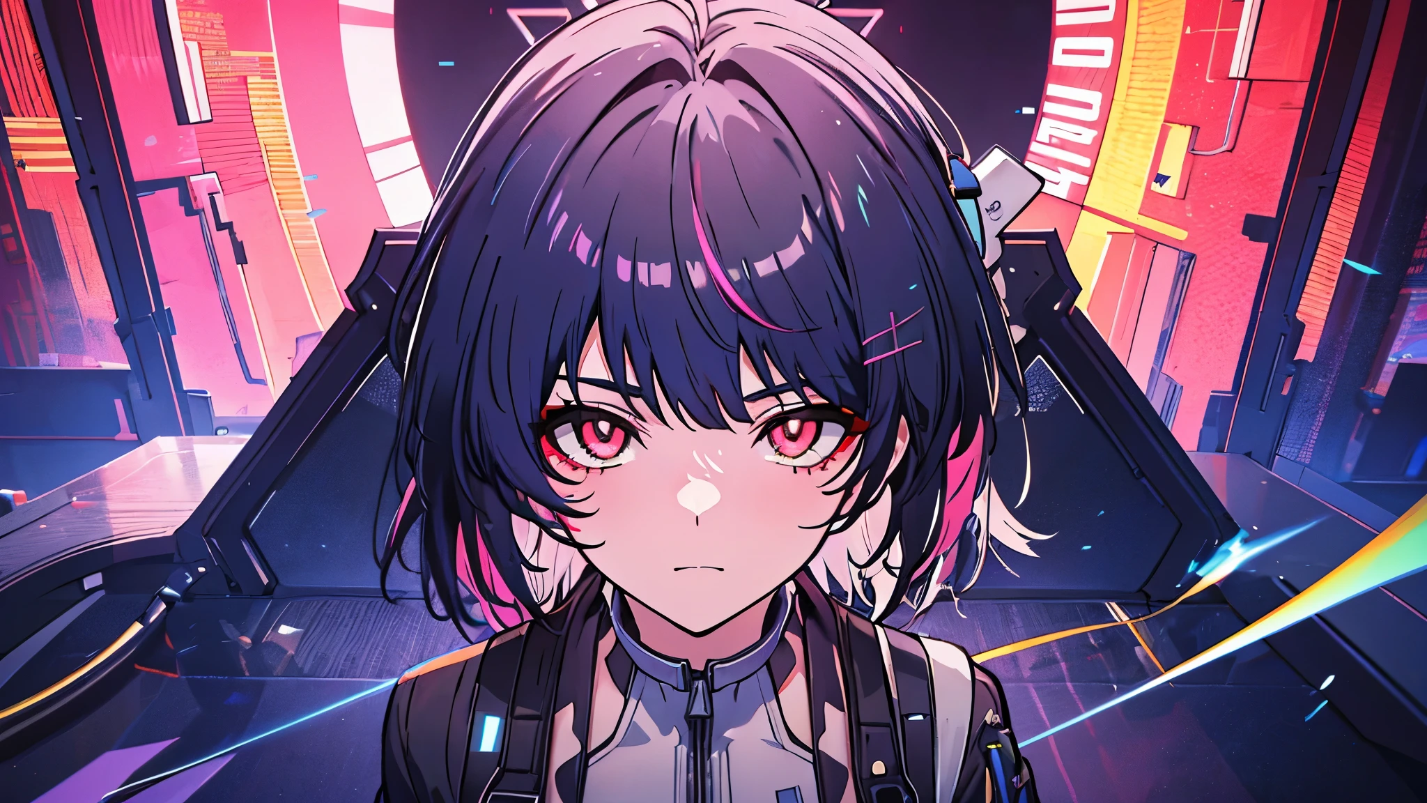 glowing eyes, colourful glowing hair, wearing sci-fi jacket, anime style, high detail, Futurism, glowing light, UHD, retina, masterpiece, ccurate, anatomically correct, textured skin, super detail, high details, high quality, award winning, best quality, highres