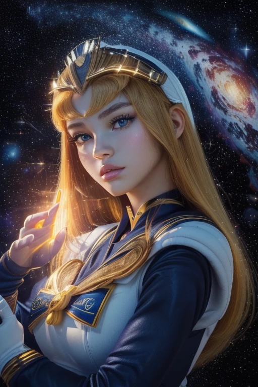 (((medium full shot))), (Masterpiece, photorealistic, photorealism, best quality, ultra-detailed:1.3), (nice hands, perfect hands), official art, cinematic light, (1girl:1.3), (((sailor galaxia))) (galactic constellation embrodeiry:1.3), sharp focus, vivid colors, stunning composition, hyperrealistic, photorealistic, galaxia armor, unreal engine 5 render, sailor moon, galaxia