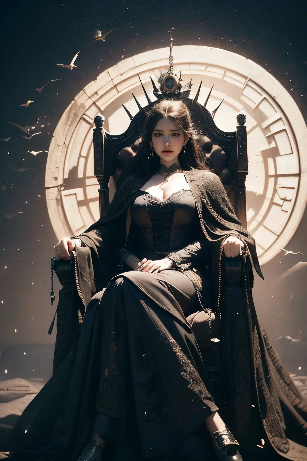 ((best quality)), ((masterpiece)), (detailed), a throne fit for a goddess, Bloodborne inspired, detailed and intricate steampunk and detailed gothic, Very dramatic and cinematic lighting, cosmic horror, grim dark


