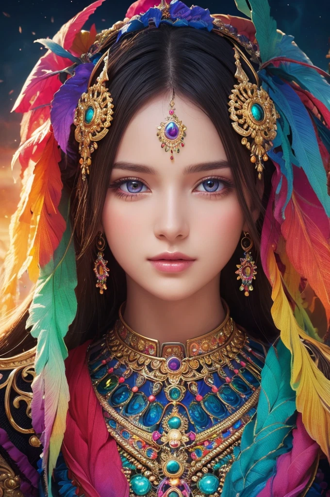 （masterpiece，Top Quality，highest quality，Official Art，Beauty and aesthetics：1.2），（One girl），Very detailed，（Fractal Art：1.3），Very colorful，Most detailed，God&#39;s Girl，Blue colored eyes。WARCRAFT，Cosmos，Star Cloud