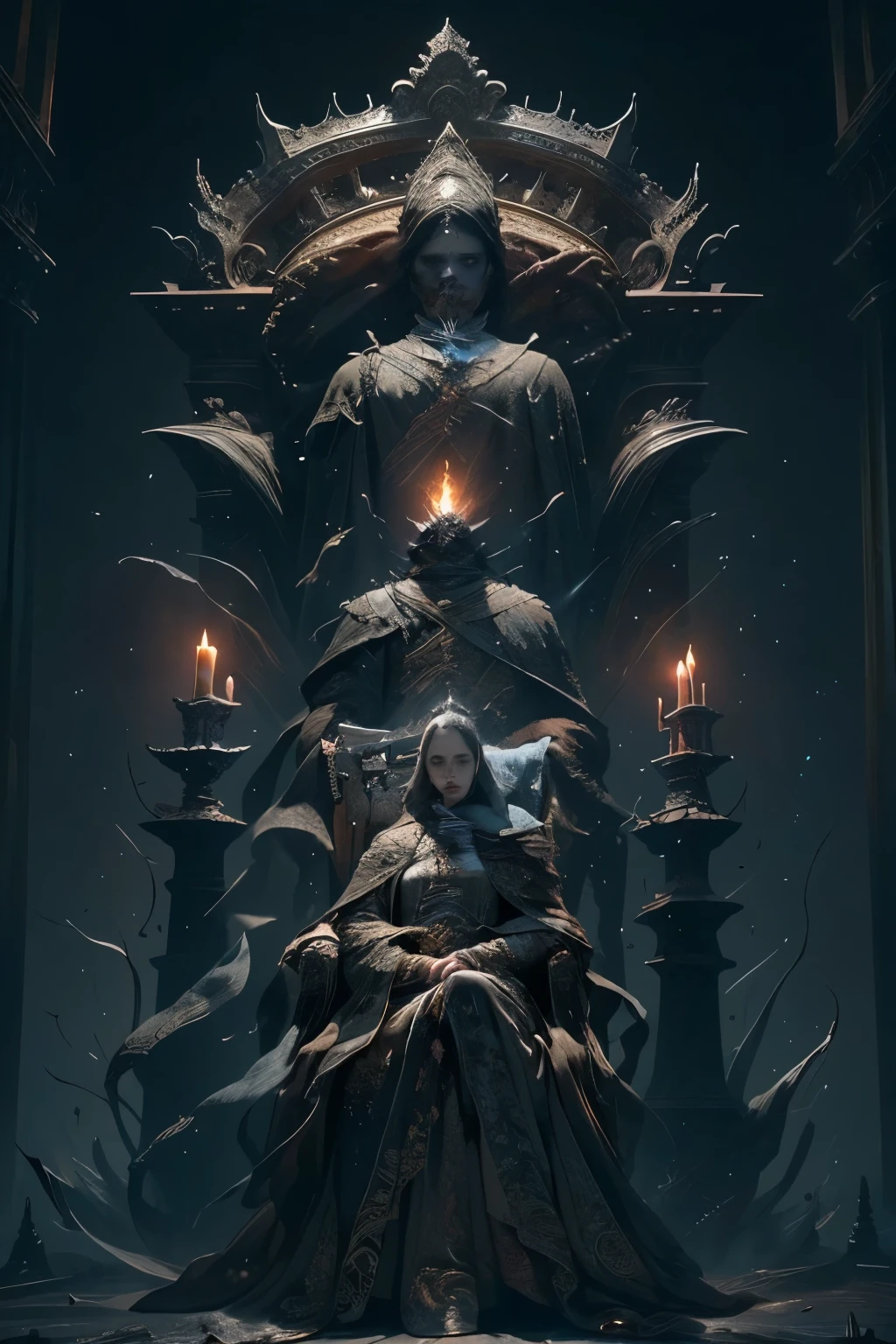 ((best quality)), ((masterpiece)), (detailed), a throne fit for a goddess, Bloodborne inspired, detailed and intricate steampunk and detailed gothic, Very dramatic and cinematic lighting, cosmic horror, grim dark

