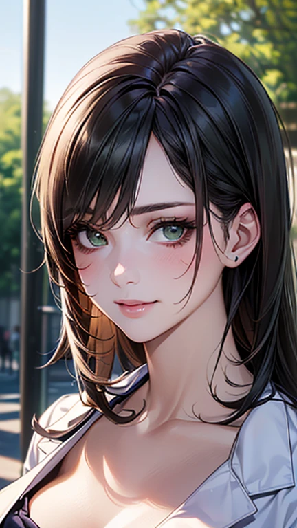 (Browsing Caution:1.2), (8k, RAW Photos, Best image quality, masterpiece: 1.4), (Highly detailed CG Unity 8k wallpaper, highest quality, High resolution: 1.2), (Ultra_Familiar, 超High resolution: 1.2), super highly Familiar, (Realistic, Realistic: 1.48), 1 girl, Focus Only, Side Lock, bangs, ((Dark green eyes:1.4, Round eyes, Beautiful eyelashes)), Clear Eyes,Big Breasts,Shiny Hair, beautiful Familiar cold face,Captivating smile, Beautiful and delicate eyes with exquisite detail,Extremely accurate details,Skin dents,Outdoor,Perfect Face,Perfect body, Beautiful Eyes, Beautiful Face,(Portraiture:1.5),Beautiful clavicle,Upward glance,Very cute woman, ((Female doctor:1.8、Doctor&#39;s white uniform:1.5、Stethoscope、Glasses:1.3、clean, Tied up hairstyle))、Medical Gloves、Name tag、Scrub Suits、Examination room、Medical equipment, Brown Hair,