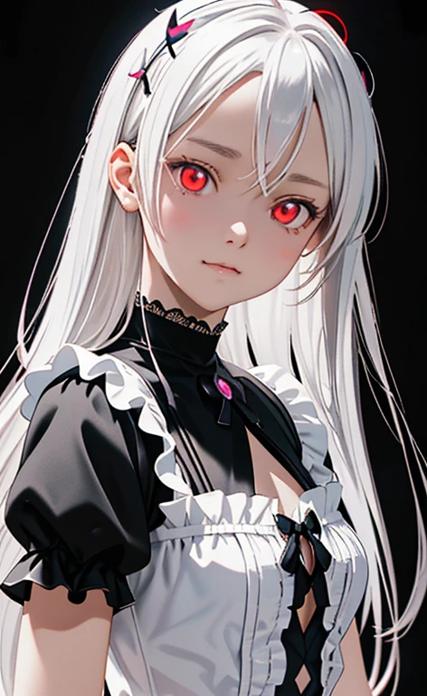 (Photorealistic:1.4)、asuna,(masterpiece、lens flare:1.5、spot light:1.2、Exquisite beautiful eyeonochrome:1.5,portlate、)(),()
、Cute Face、 3D Face、(pearl white hair:1.5、Straight Hair)、(two side up),(1 Girl)、(Red eyes:1.2)、(upper body)、(evil Face:1.6)、(head tilt) ,(Cute face:1.2),(flat chest),(),kind face,(white lace frilled gothic lolita),(black background:1.5)、(glowing eyes:1.3)、()、 Neat and clean、Adorable、Slim Body(Tareme:1.5),Shiny Hair、(Glowing pink Skin)、Nijisketch,Manga,zydG