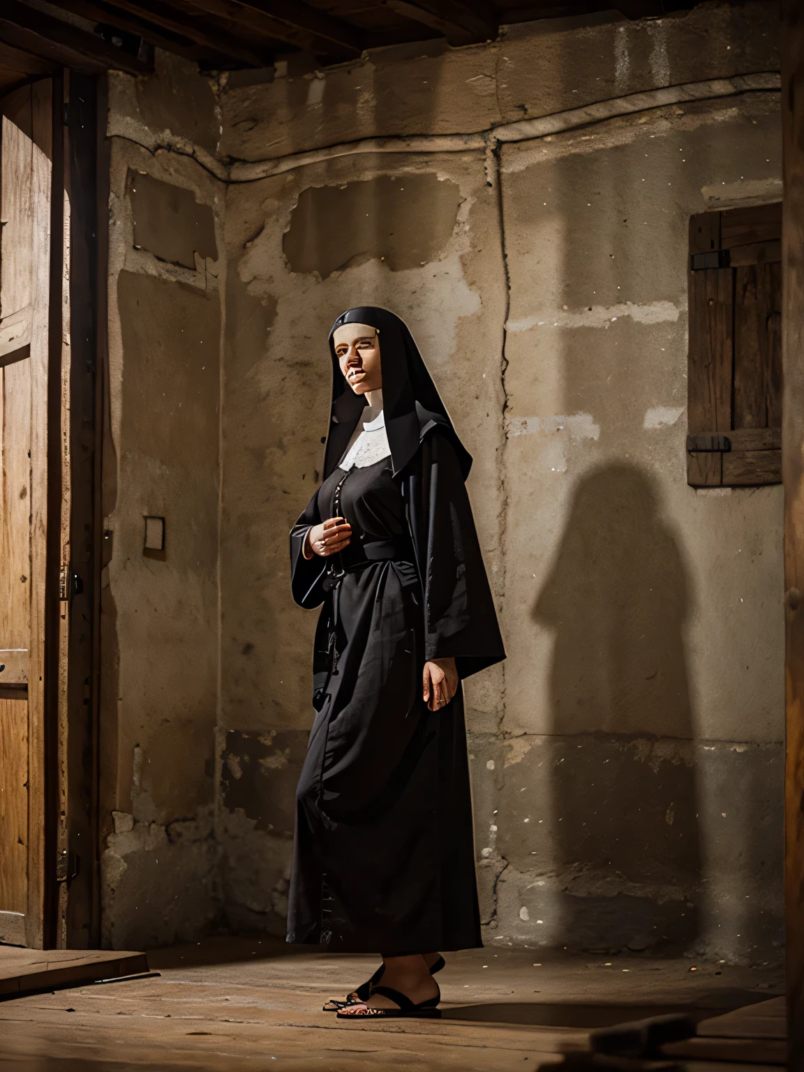 old Medieval nun woman in robes