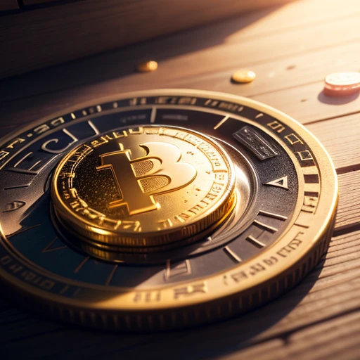 Realistic Photo of Gold and Purple Coin with an ultra detailed design 8K, Crypto currency, Cryptographic signs falling from the sky, rendered in Cinema4D, rendered in Cinema 4D, coin, texture GOLD and CRISTAl PURPLE, highly detailed texture rendering, rendered in Cinema 4D Octane, portrayed as a 3D rendering, created in render Octane, rendered with substance designer, fantasy game spell symbol, super detailed rendering. ((Super Realistic Quality)), backgroundo universe, futuristic reality in Render realistic 8K