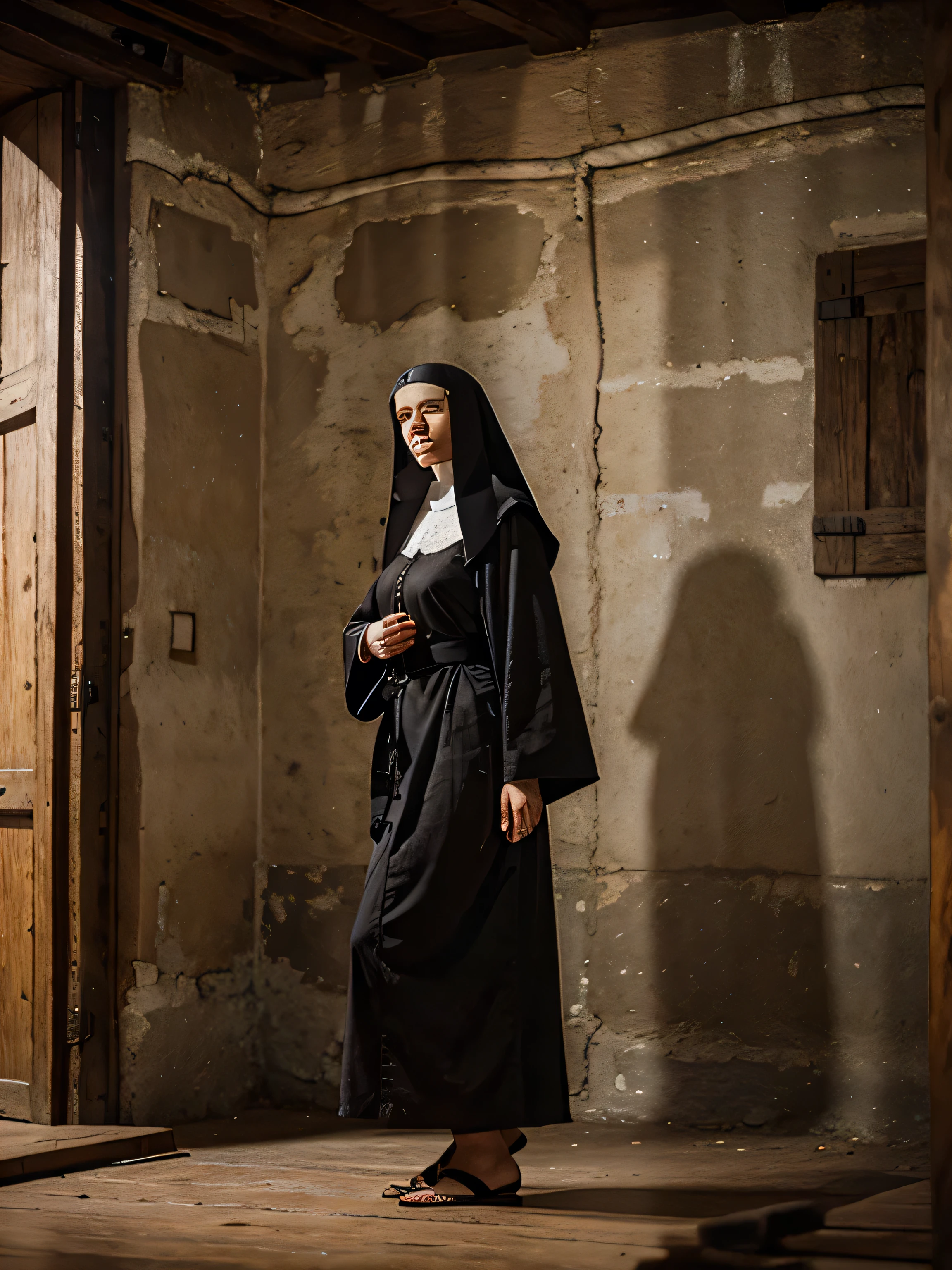 old Medieval nun woman in robes