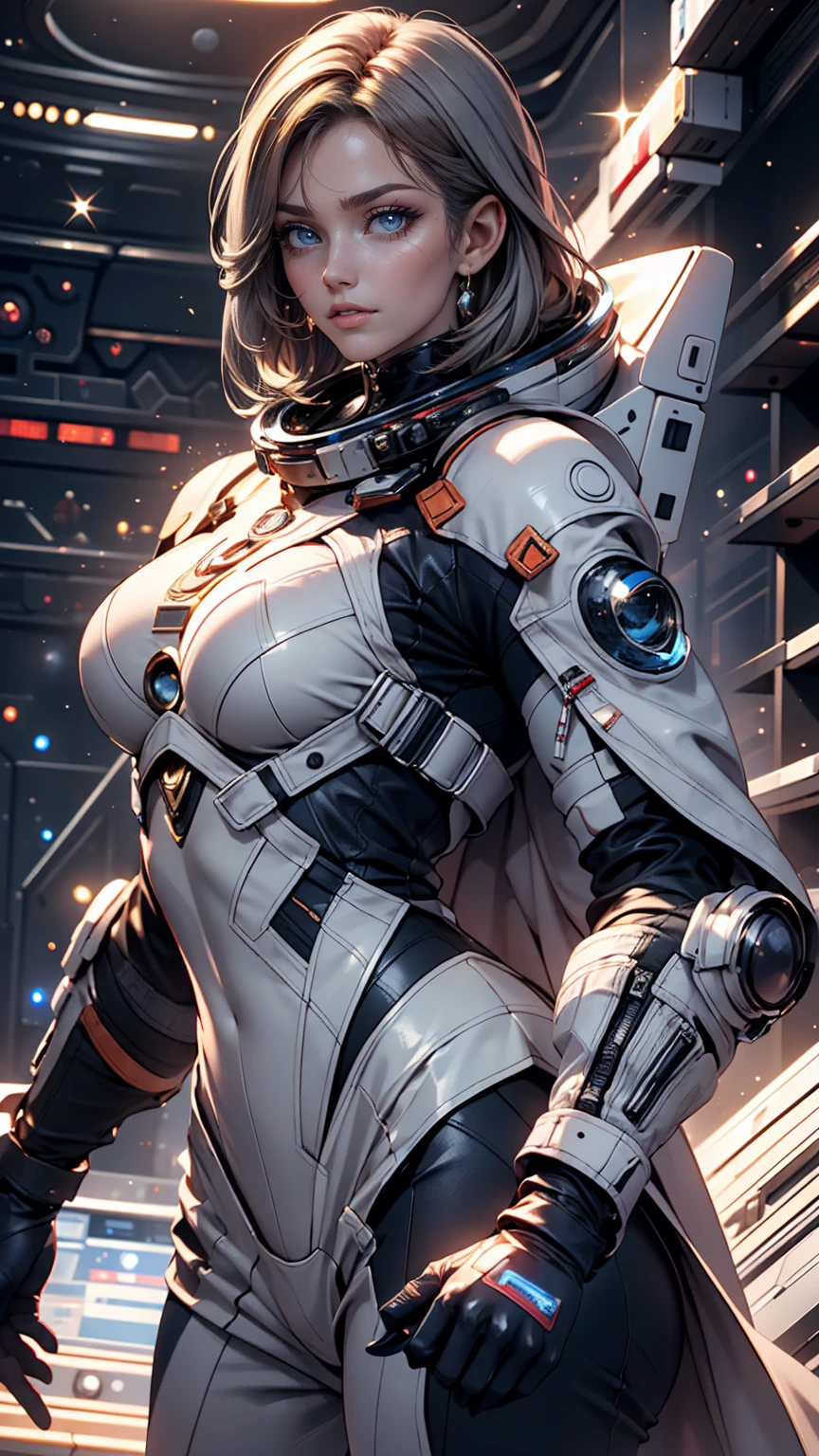 highest quality, Ultra-high resolution, (realism: 1.4), Depth of written boundary, Beautiful Face, (Purelos Face_v1: 0.8), Half Body, | | One girl, Mid-chest, (Gray Hair: 1.3), An innocent smile, Natural Makeup, | | | Model pose, | | (Spacesuit: 1.3), (Blue Armor: 1.3), Exquisite design, | | Space Background, performer_(null), moonlight, night, | |
