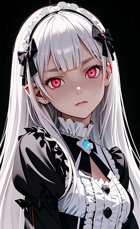 (Photorealistic:1.4)、asuna,(masterpiece、lens flare:1.5、spot light:1.2、Exquisite beautiful eyeonochrome:1.5,portlate、)(little devil),()
、Cute Face、 3D Face、(pearl white hair:1.5、Straight Hair)、(two side up),(1 Girl)、(Red eyes:1.2)、(upper body)、(evil Face:1.6)、(head tilt) ,(Cute face:1.2),(flat chest),(),kind face,(white lace frilled gothic lolita),(black background:1.5)、(glowing eyes:1.3)、()、 Neat and clean、Adorable、Slim Body(Tareme:1.5),Shiny Hair、(Glowing pink Skin)、Nijisketch,Manga,zydG