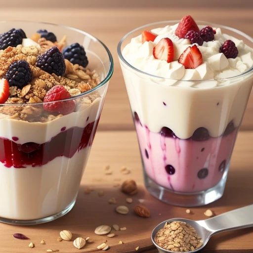Healthy breakfast. Granola and berry yogurt