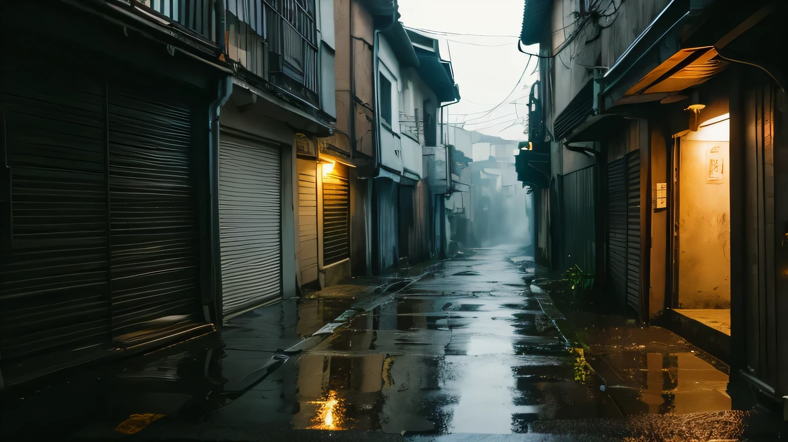 dark、Rainy back alley