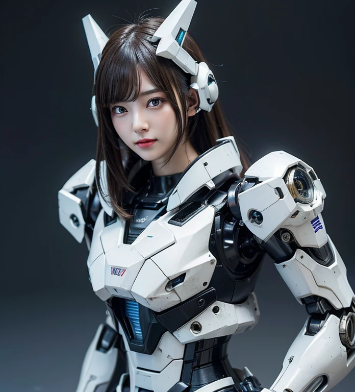 Textured skin, Super Detail, Attention to detail, high quality,high quality, High resolution, 1080p, hard disk, beautiful,(Gundam),Beautiful cyborg woman,Mecha Cyborg Girl,battle mode,Girl with a mechanical body,She wears a futuristic Gundam mecha,Full Body Shot,A powerful cyborg woman, sleek and futuristic, with advanced mechanical augmentations that enhance her strength and capabilities