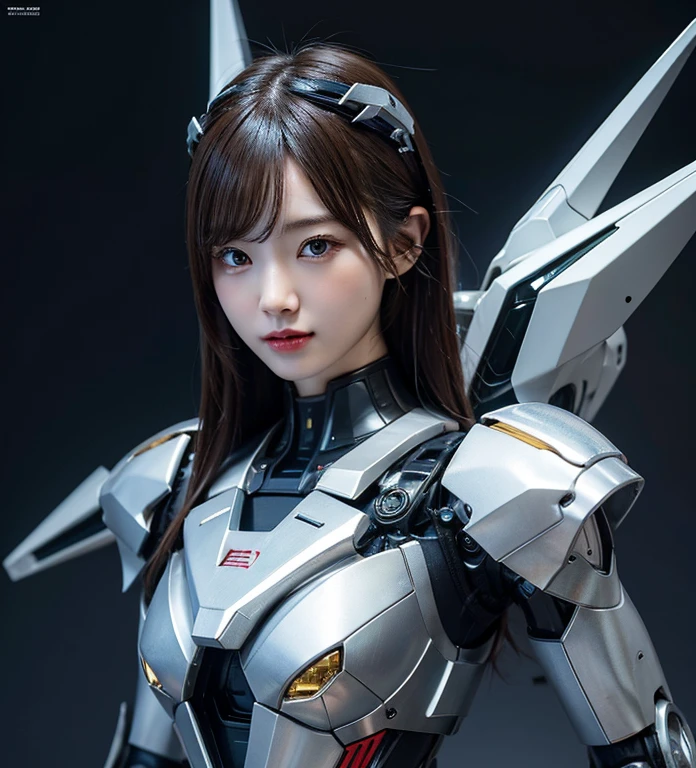 Textured skin, Super Detail, Attention to detail, high quality,high quality, High resolution, 1080p, hard disk, beautiful,(Gundam),Beautiful cyborg woman,Mecha Cyborg Girl,battle mode,Girl with a mechanical body,She wears a futuristic Gundam mecha,Full Body Shot,A powerful cyborg woman, sleek and futuristic, with advanced mechanical augmentations that enhance her strength and capabilities