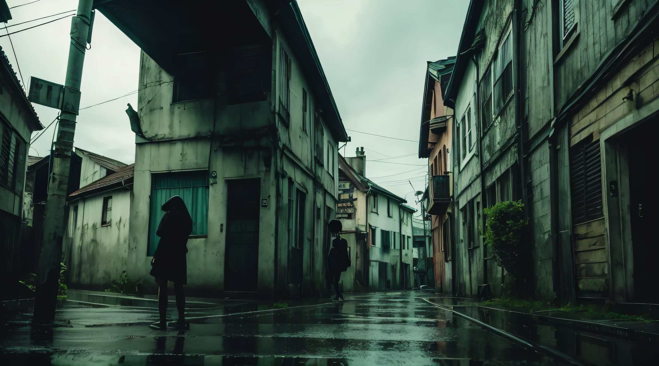 dark、It rains、Old Buildings、Dark entrance、scared、Creepy、green