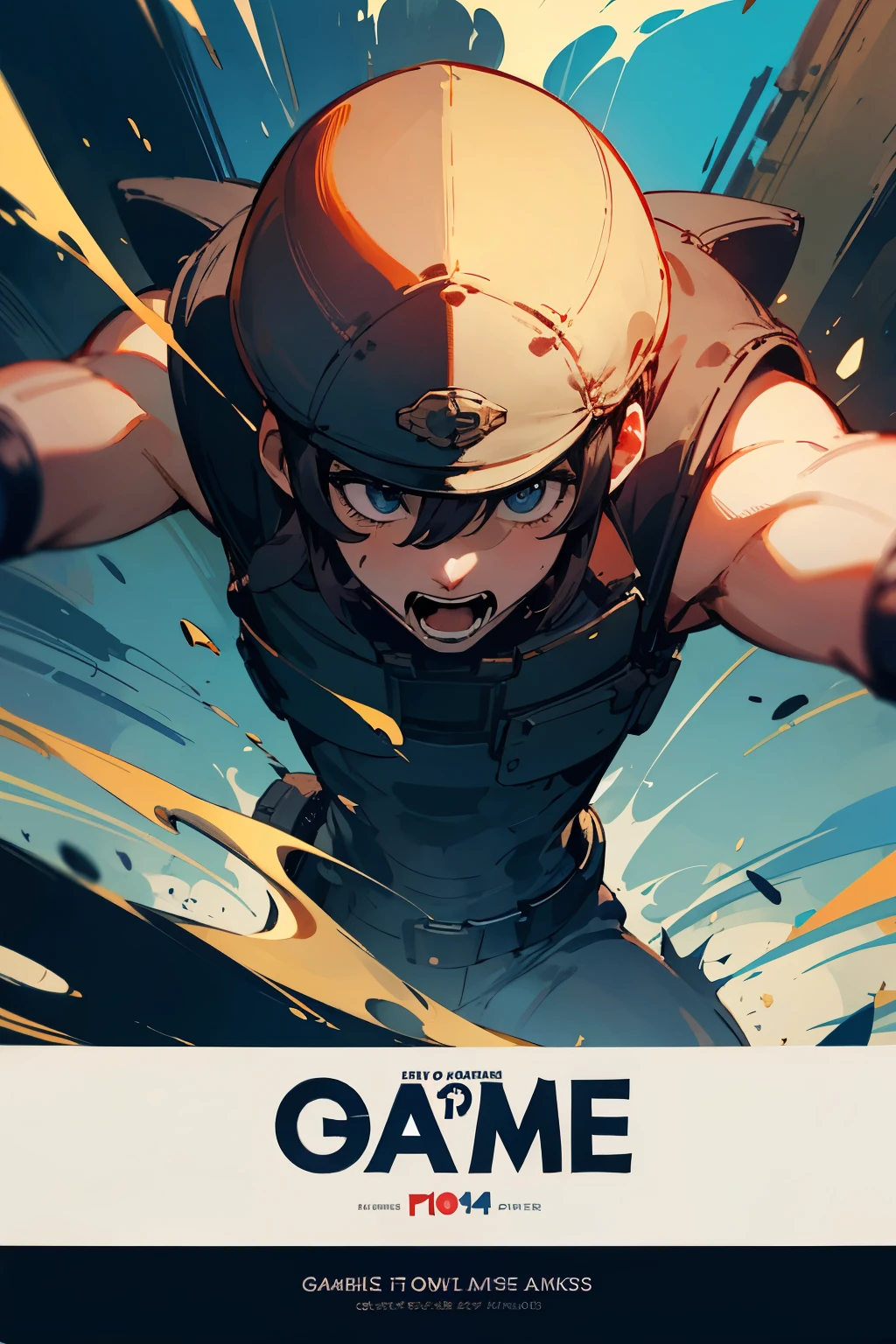 best quality , poster about generation cap of playing game
, animation