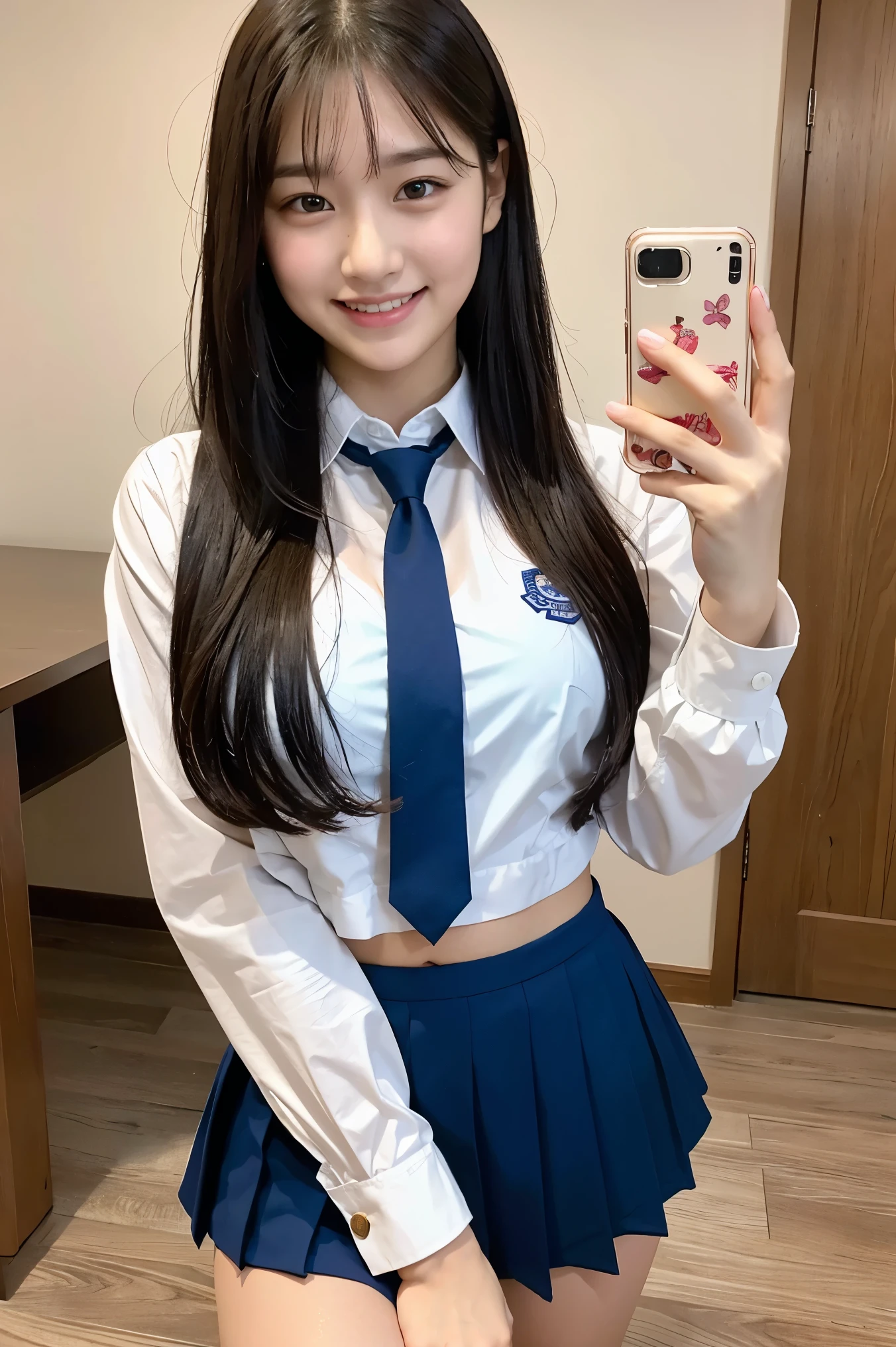 super model、hi-school girl、Three Girls、japanese beauty girl、校服、spats、kick、Towards the viewer