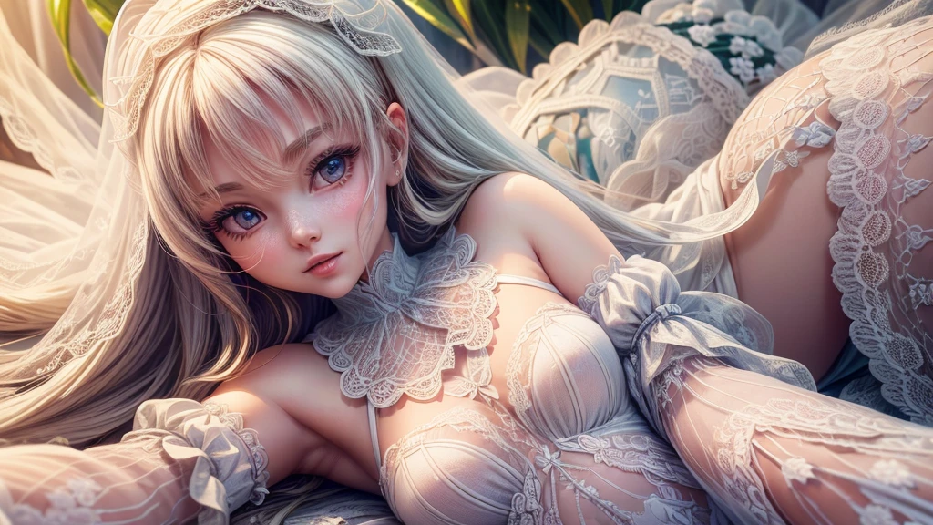 doll\((made by beautiful delicate white lace:1.5),doll,anime style,,smile,very beautiful,very delicate,three-dimensional \), BREAK ,quality\(8k,wallpaper of extremely detailed CG unit, ​masterpiece,hight resolution,top-quality,top-quality real texture skin,hyper realisitic,increase the resolution,RAW photos,best qualtiy,highly detailed,the wallpaper,cinematic lighting,ray trace,golden ratio\),dynamic angle,macro photography