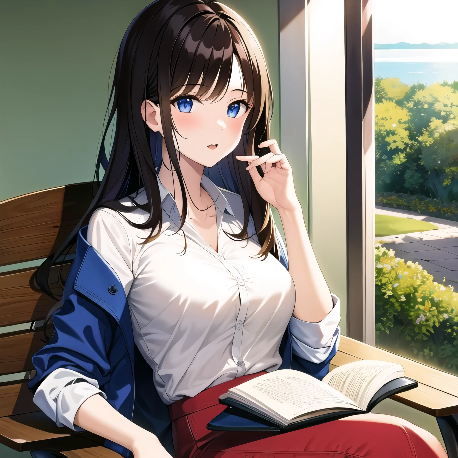 (masterpiece, highest quality:1.2), One girl, alone,Reading a book