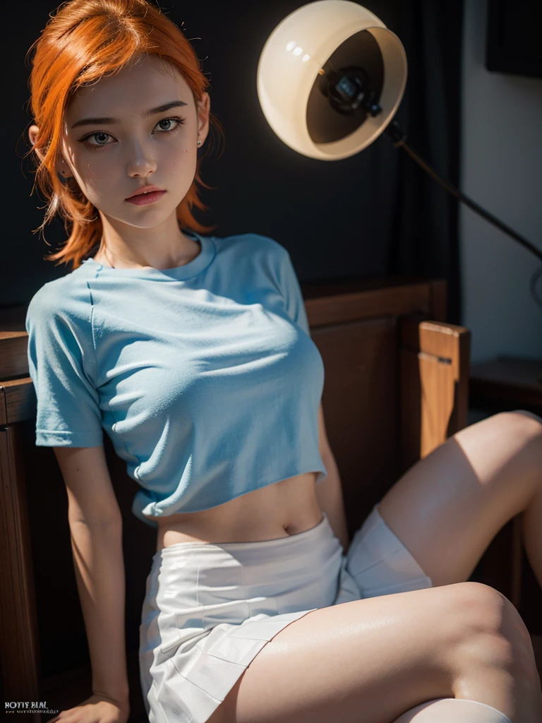 ultra realistic 8k cg, picture-perfect face, flawless, clean, masterpiece, professional artwork, famous artwork, perfect face, beautiful face, beautiful eyes, ((perfect female body)), solo,(immersive atmosphere, chiaroscuro:1.5,bright light:1.2,luminous lighting)
,,(blush:0.5),seductive expression,extremely detailed_eyes,thick thighs,large breasts,
beautifully detailed background,depth of field,realistic:1.3, long shot,1girl,shirt,pleated skirt, , sitting, full body,
(ambient light:1.3),(cinematic composition:1.3),(neon lights:0.1),(HDR:0.1),Accent Lighting, white pantyhose,