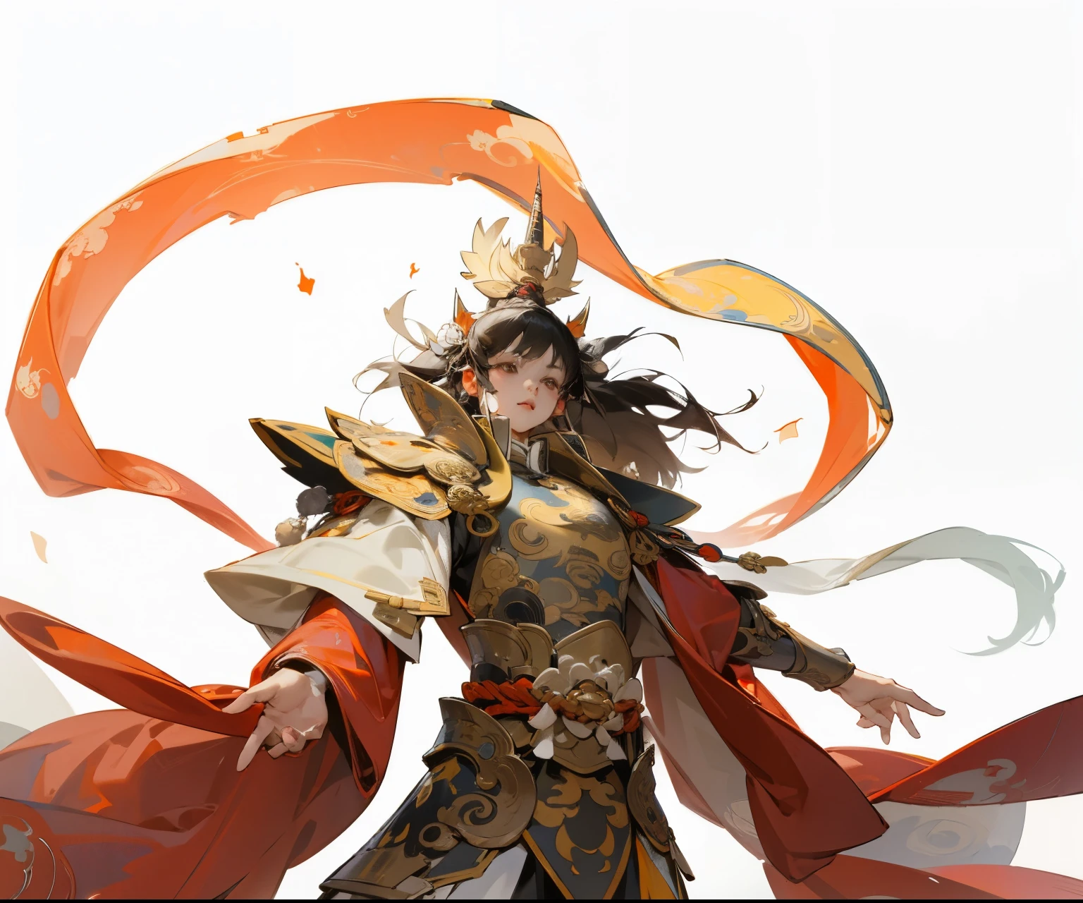 high quality, Li Jing,Meticulous portrayal,Clear structure,Tota,Waist armor,With streamers and robes,belt,Tota天王,Li Jing,