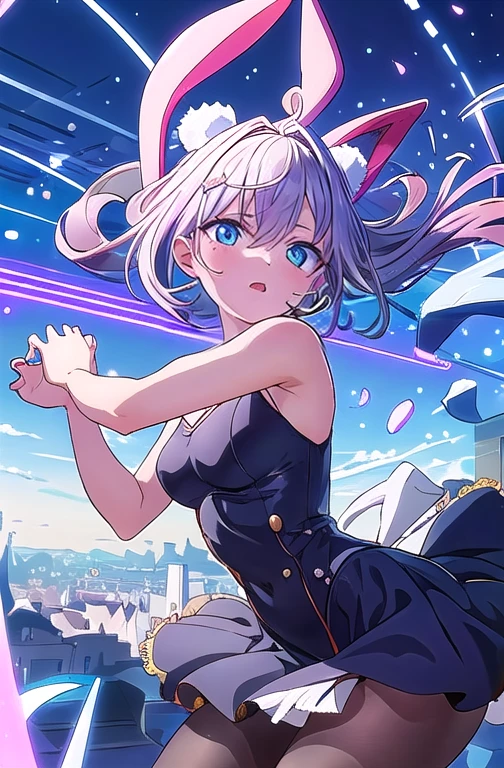 1 garota, Sozinho, shiro /(homem morto_Wonderland/), cabelo branco, olhos vermelhos, Obra de arte, melhor qualidade, high resolution, dynamic pose, Cabelo muito comprido,