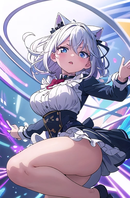 1 garota, Sozinho, shiro /(homem morto_Wonderland/), cabelo branco, olhos vermelhos, Obra de arte, melhor qualidade, high resolution, dynamic pose, Cabelo muito comprido,