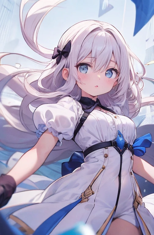 1 garota, Sozinho, shiro /(homem morto_Wonderland/), cabelo branco, olhos vermelhos, Obra de arte, melhor qualidade, high resolution, dynamic pose, Cabelo muito comprido,