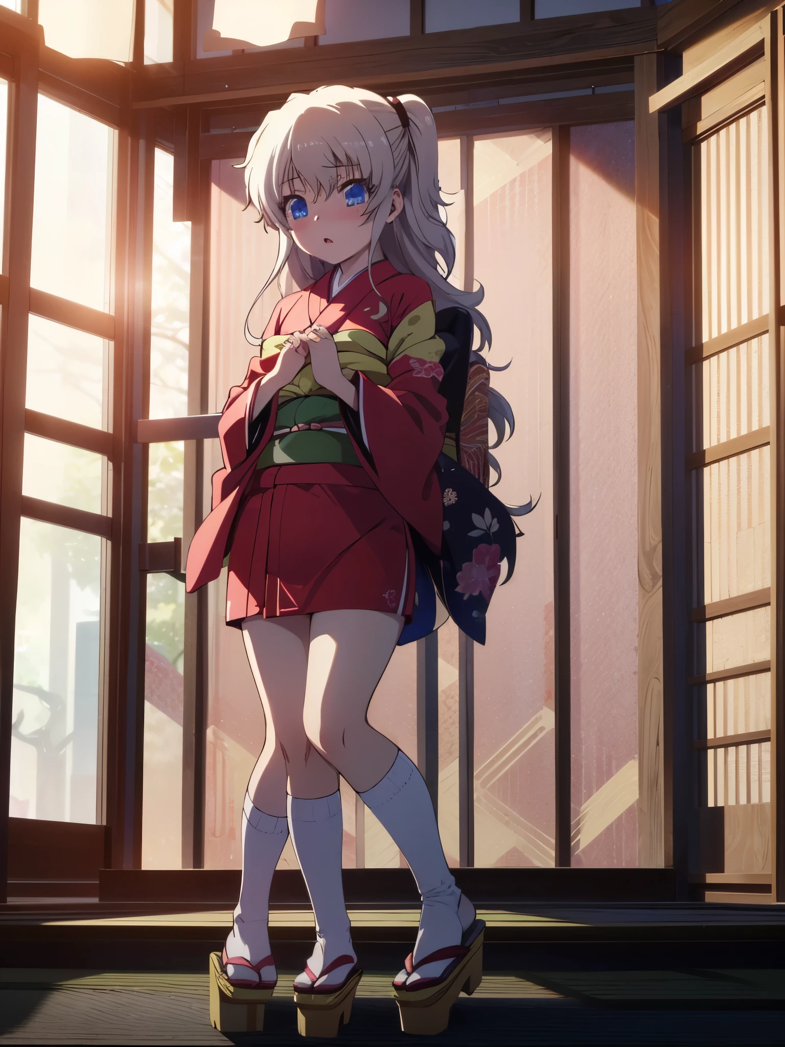 NSFW,1 girl,nao tomori,(High-quality kimono:1.5),mini skirt,Long-sleeved kimono,(Perfect hands),(Perfect Anatomy),(masterpiece),(highest quality),Embarrassed,blush,Shrine at night,Festivals