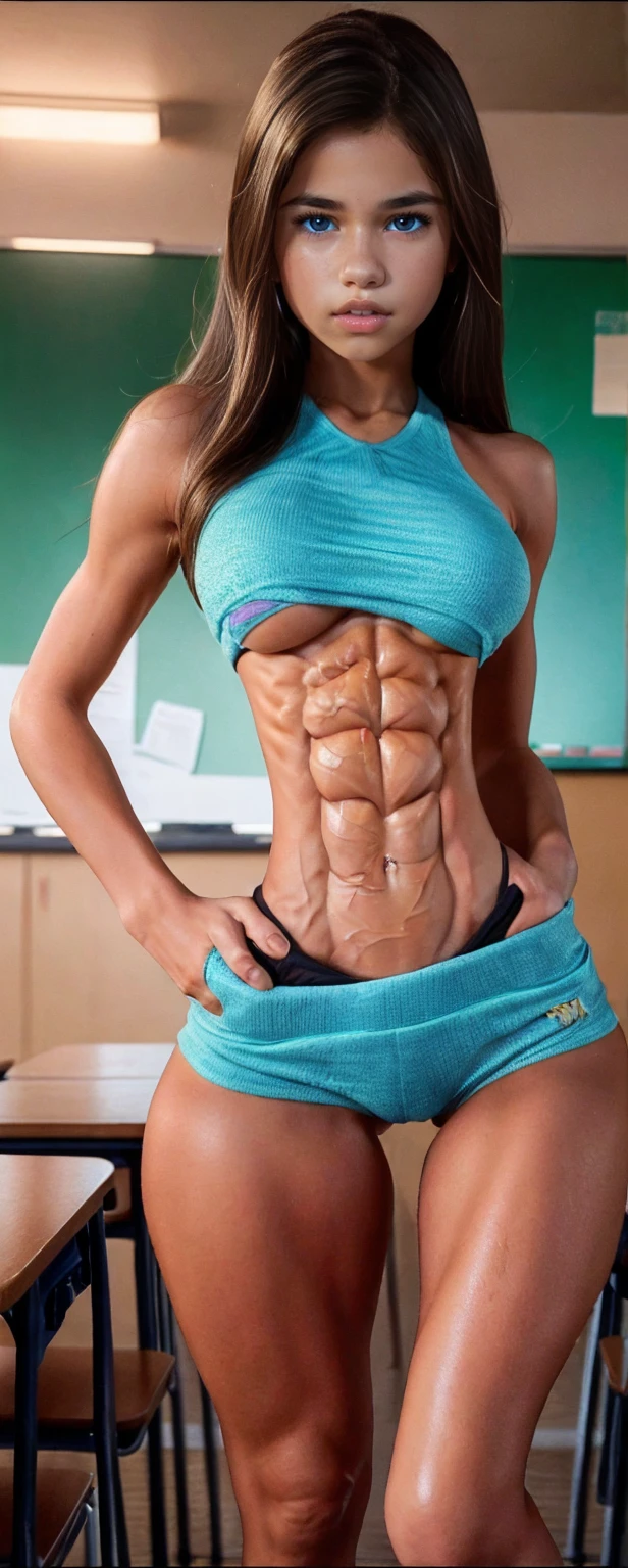 (Close up foto), ((See trough Virgina, Jenna ortega from Wednesday)), beautiful Albanian college girl, platinum blonde hair, (((((college girl, student, , standing in classroom, short girl, perfect round abs))))), big ass, ((((wide hips, topless)), small waist)), blue eyes, in track outfit, outside on track field, (((fit, athletic, tan, shredded abs, nsfw))), ((seductive look at camera, flexing, whole body looking at the camera)), photorealistic, photo, masterpiece, realistic, realism, photorealism, high contrast, photorealistic digital art trending on Artstation 8k HD high definition detailed realistic, detailed, skin texture, hyper detailed, realistic skin texture, armature, best quality, ultra high res, (photorealistic:1.4),, high resolution, detailed, raw photo, sharp re, by lee jeffries nikon d850 film stock photograph 4 kodak portra 400 camera f1.6 lens rich colors hyper realistic lifelike texture dramatic lighting unrealengine trending on artstation cinestill 800, ((((Hottest girl in the world)))), ((Full body picture)), (((widowmaker from overwatch))), (small shorts, underwear), Perfect body, her abs are fully popping out, Bulging abs, perfect round abs, (best quality,4k,8k,highres,masterpiece:1.2), ultra-detailed, (realistic,photorealistic,photo-realistic, highly detailed, hyper realistic:1.36), HDR,UHD,studio lighting,ultra-fine painting,sharp focus,physically-based rendering,extreme detail description,professional, vivid colors, bokeh, portraits, (veined,veiny:1.1) six pack abs, (wide-hipped:1.1) six pack abs, (small-waisted:1.1) six pack abs, (woman:1.1), striped thigh-highs, thigh gap, (waist:1.1), (hips:1.1)