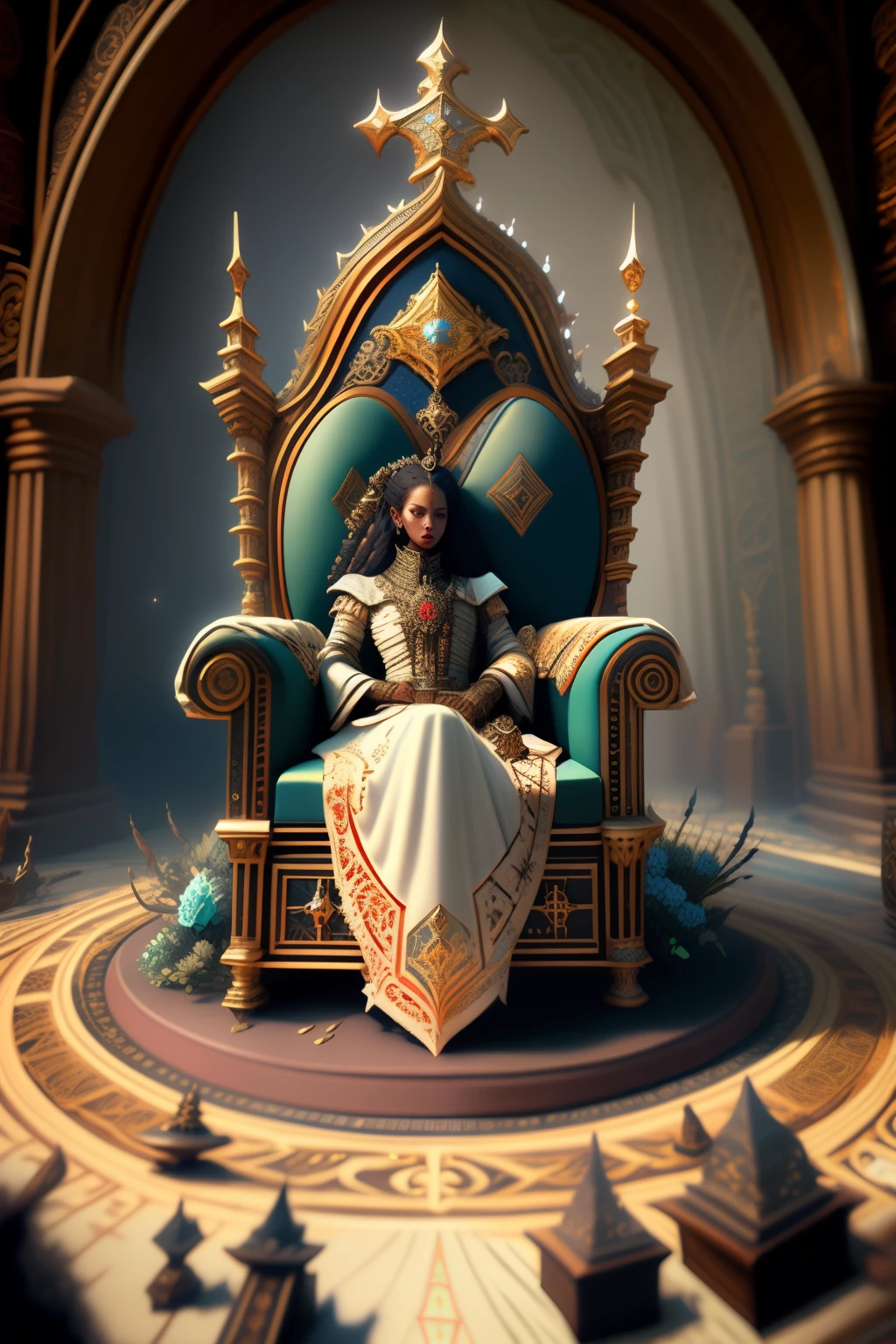 ((best quality)), ((masterpiece)), (detailed), a throne fit for a goddess, Bloodborne inspired,
occult aesthetic, occult, detailed and intricate steampunk and detailed gothic, Very dramatic and cinematic lighting, cosmic horror, grim dark