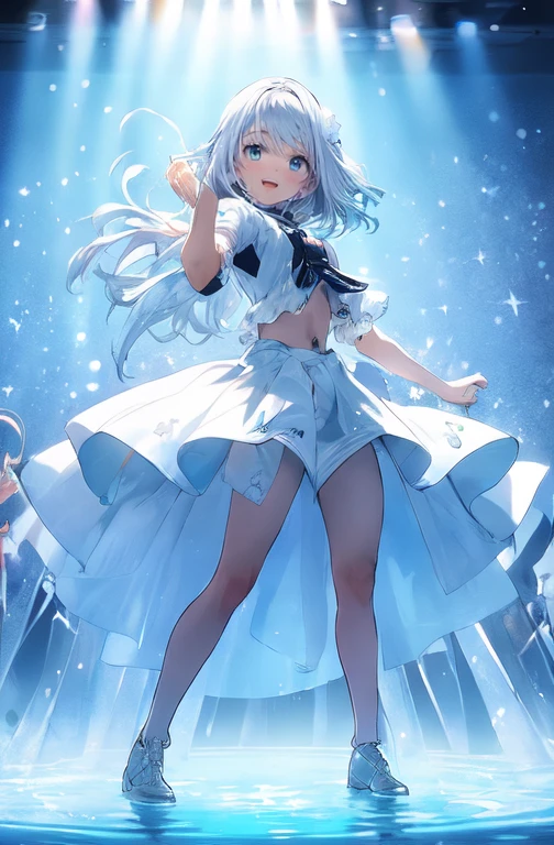 1 garota, Sozinho, shiro /(homem morto_Wonderland/), cabelo branco, olhos vermelhos, Obra de arte, melhor qualidade, high resolution, dynamic pose, Cabelo muito comprido,
