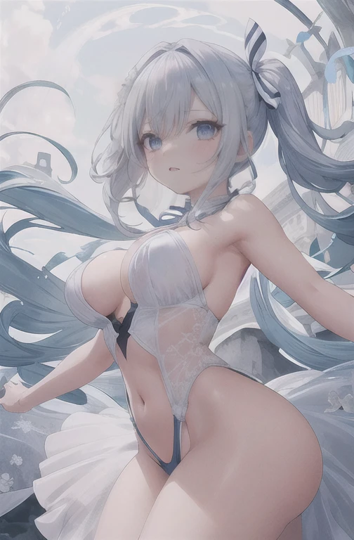 1 garota, Sozinho, shiro /(homem morto_Wonderland/), cabelo branco, olhos vermelhos, Obra de arte, melhor qualidade, high resolution, dynamic pose, Cabelo muito comprido,