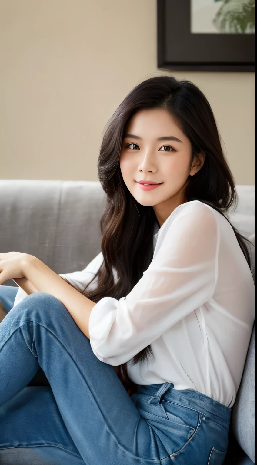 arafed woman with long black hair sitting on a couch, young cute wan asian face, headshot profile picture, gemma chen, a young asian woman, cindy avelino, yun ling, ruan jia beautiful!, girl cute-fine-face, 18 years old, sha xi, 2 , an asian woman, asian female