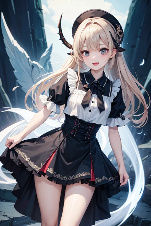 highest quality、masterpiece、High sensitivity、High resolution、ghost、thunder、horn、Double teeth、Thin thighs、