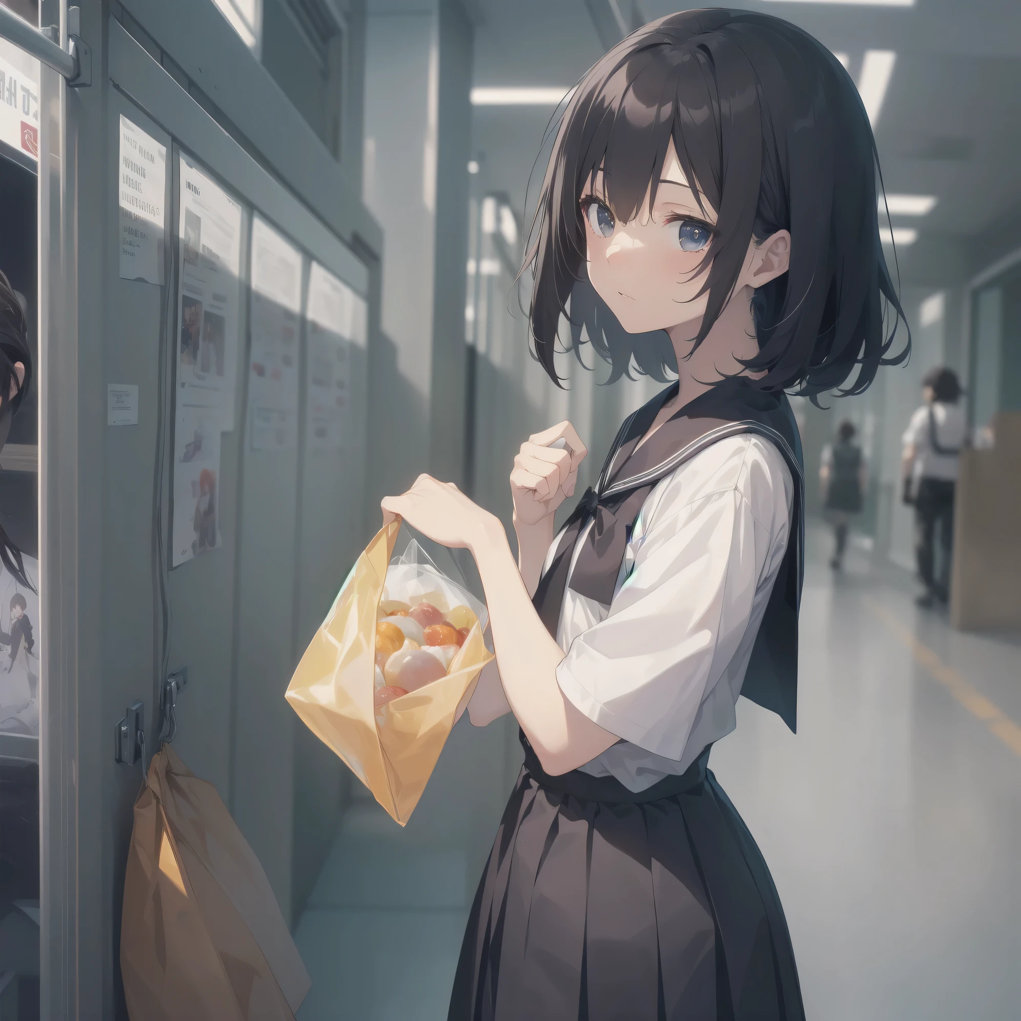 ultra-absurdres-Top quality by artist God, ultra-detailed, high resolution, anime moe artstyle, best anime 8k konachan wallpaper, pixiv contest winner, pool:2810, perfect anatomy,break, 1girl, (Please draw a girl walking sleepily to school alone. )break,(Solo,little female, 13-year-old:1.3),Full limbs, complete fingers,a junior high school student, (very short hair), short cut, flat chest, , small butt, small black eyes, beautiful detailed eyes, well-proportioned iris and pupils, expressive eyes, highres detailed hair, soft expression, salor school_uniform, sailor collar, serahuku, bow, pleated skirt,(Detailed Lighting), (Detailed background), in the School commute route. break,super detailed skin, Best cinematic lighting powered by famous artist, 8k,beauty illustration,photoshop_(medium),very aesthetic,break,((artist:yukie_(kusaka_shi) )), artist:clamp ,artist:carnelian ,artist:kantoku ,
