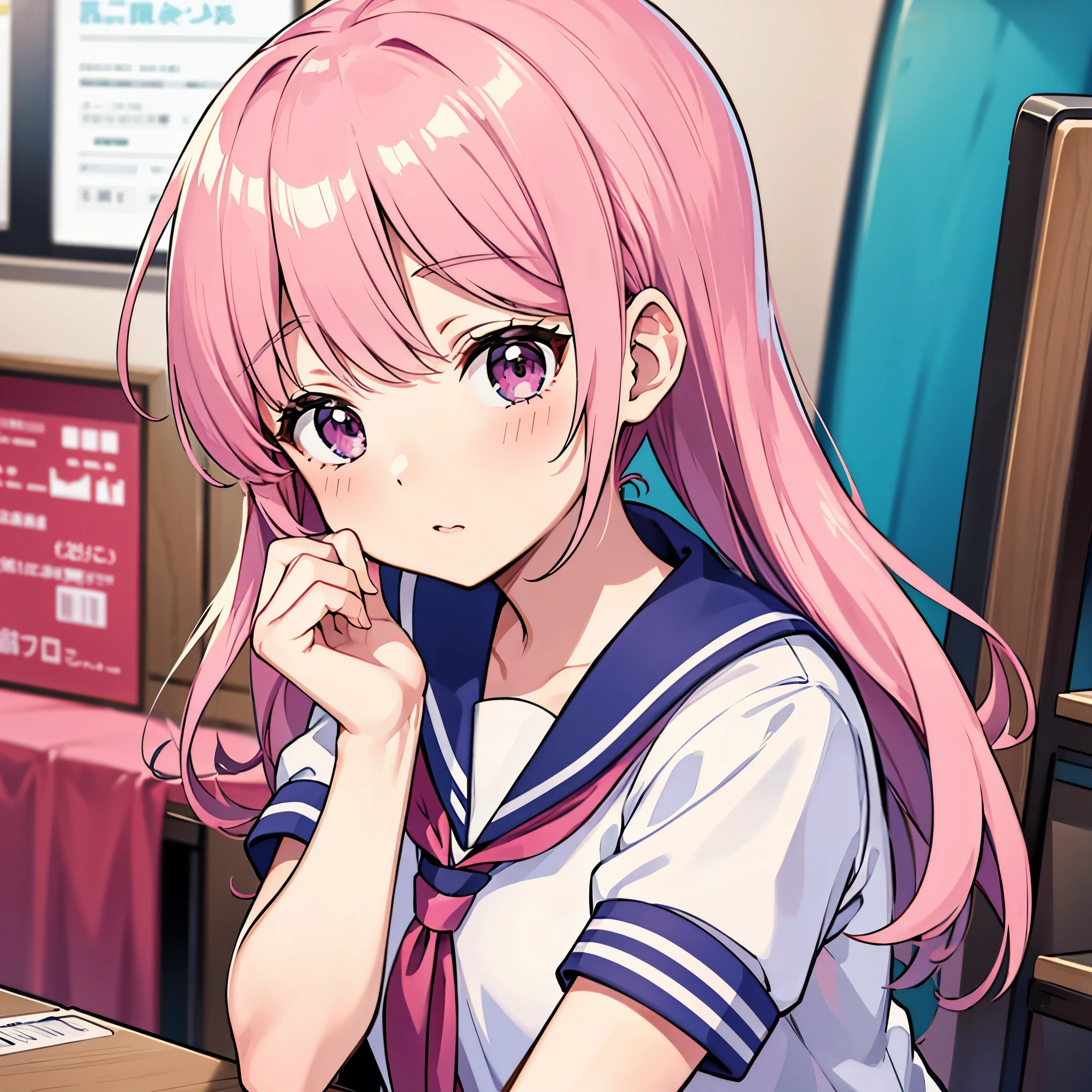 Pink-haired in sailor suit after receiving vaccination、I'm feeling unwell and am back in the nurse's office