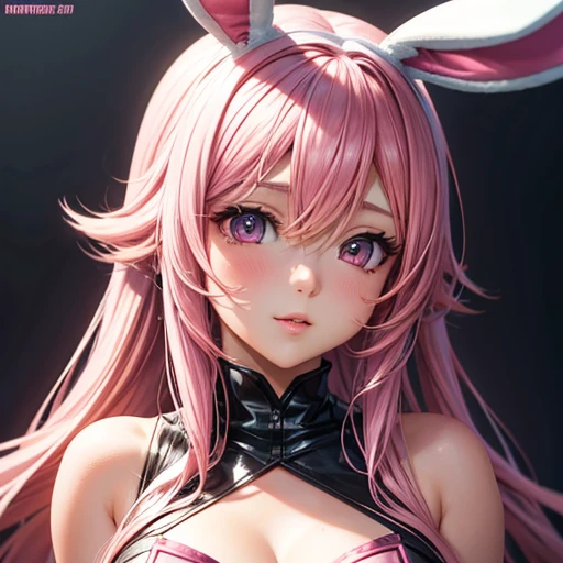 Cute and sexy girl, Pink Hair, Bunny girl, Ultra-realistic, Detailed lighting, anime, Have