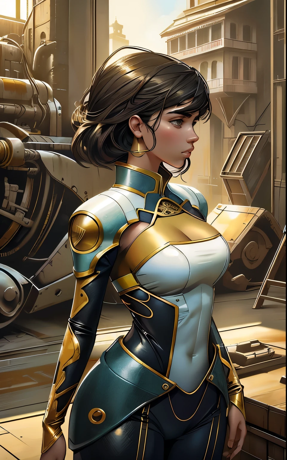 Retrato 8k de lindo (CIBORGUE) com cabelo rosa, (Dua Lipa) , sci-fi mecha musume jumpsuit, Sinalizadores, intricado, elegante, altamente detalhado, majestoso, Fotografia digital, arte de artgerm e ruan jia e greg rutkowski pintura surreal reflexiva, joia em grampo, vidro quebrado, (Obra de arte, side lighting, lindos olhos finamente detalhados: 1.2), HDR,