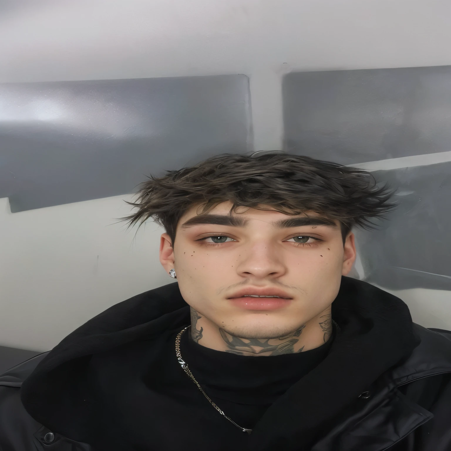 edgy man with messy haircut and face piercings, monocelha, 18 anos de idade, cara muito feia, sobrancelhas selvagens, 1 6 anos, parted lips, 21 anos de idade, 22 anos de idade, estilo de seb mckinnon, ugly appearance, androgynous face, imagem frontal, taken at the beginning of 2020