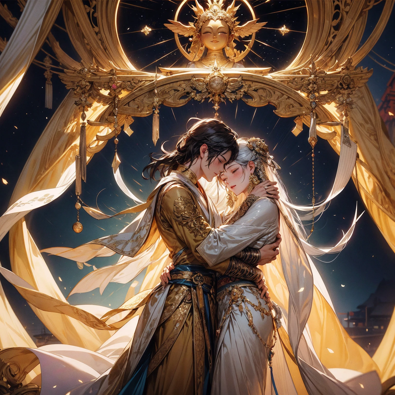 「Yab-Yum」A huge Roman emperor named Constantine I「great」A cute girl from the Land of the Rising Sun snuggles up to the head of the statue。they are a happy couple、full of love。Their love is、It transcends the shackles of faith and religion。That love is、It's a microcosm that lives within garden quartz、It's a galaxy、It's a clear sky before dawn。Their relationship unfolded in a tranquil time、Marble floor and colorful ores、diamond、Morganite、Kunzite、rose quartz、Inca Rose、rhodochrosite、Decorated with jewels of love such as rhodonite。Their love is時空を超えた幸福であり、Has the power of healing, forgiveness, and repentance。They are united in a sacred prayer、That figure is super beautiful and the scale is endless。Their relationship is detailed and elaborate、It links a nostalgic past with an exciting future。Their love is現代的であり、It is a super high quality entity such as Akashic Records and Book of Life。It's a divine digital art、filled with pure light。That love is深い感動を呼び起こし、It's something that brings tears、Symbolizes the happiness of love。They are Aizen Myoo and Cupid、They are like angels of love、It embodies the mercy and wisdom of Shinto and Buddha。their relationship built a lyrical and heart-full world、Has wisdom, compassion, and healing powers。They look like Alma Tadema and Michelangelo、Gustave Doré、Comparable to William Blake's works。They are soulmates and twin flames depicted in tarot cards and oracle cards、It's like a twin ray、Happy Buddha and Buddha paintings、It also exists in Buddha statues。They symbolize the integration of East and West、Tibetan Buddhism or Gandharan style、It is also familiar to the world of tanga。their relationship also touched on the realm of mysticism、It shows their existence as a soul-like。Their love is地上の運命と天界の至福を結びつけ、It's super beautiful and has become a masterpiece。they are humanity's treasure、It symbolizes the truth of the universe。Their appearance became a bridge between the sacred and the secular、It is an iconic, diverse, and colorful entity。that relationship is depicted as digital art、It becomes a sensory motion。It has a sublime meaning、It questions the meaning of living and dying。They embody the light of the Central Sun、The truth of Dainichi Nyorai and the essence of the Rishukyo、Kobo Daishi holds Kukai's prayer。Their appearance resonates with Koyasan's three-dimensional mandala、It embodies the miracles of Komyo Shingon。Their love is密教や天台宗、Transcending the teachings of the Shingon sect、It also extends to regions such as the Taizo Realm and the Kongo Realm。they transcend everything in the mandala、It's the truth itself