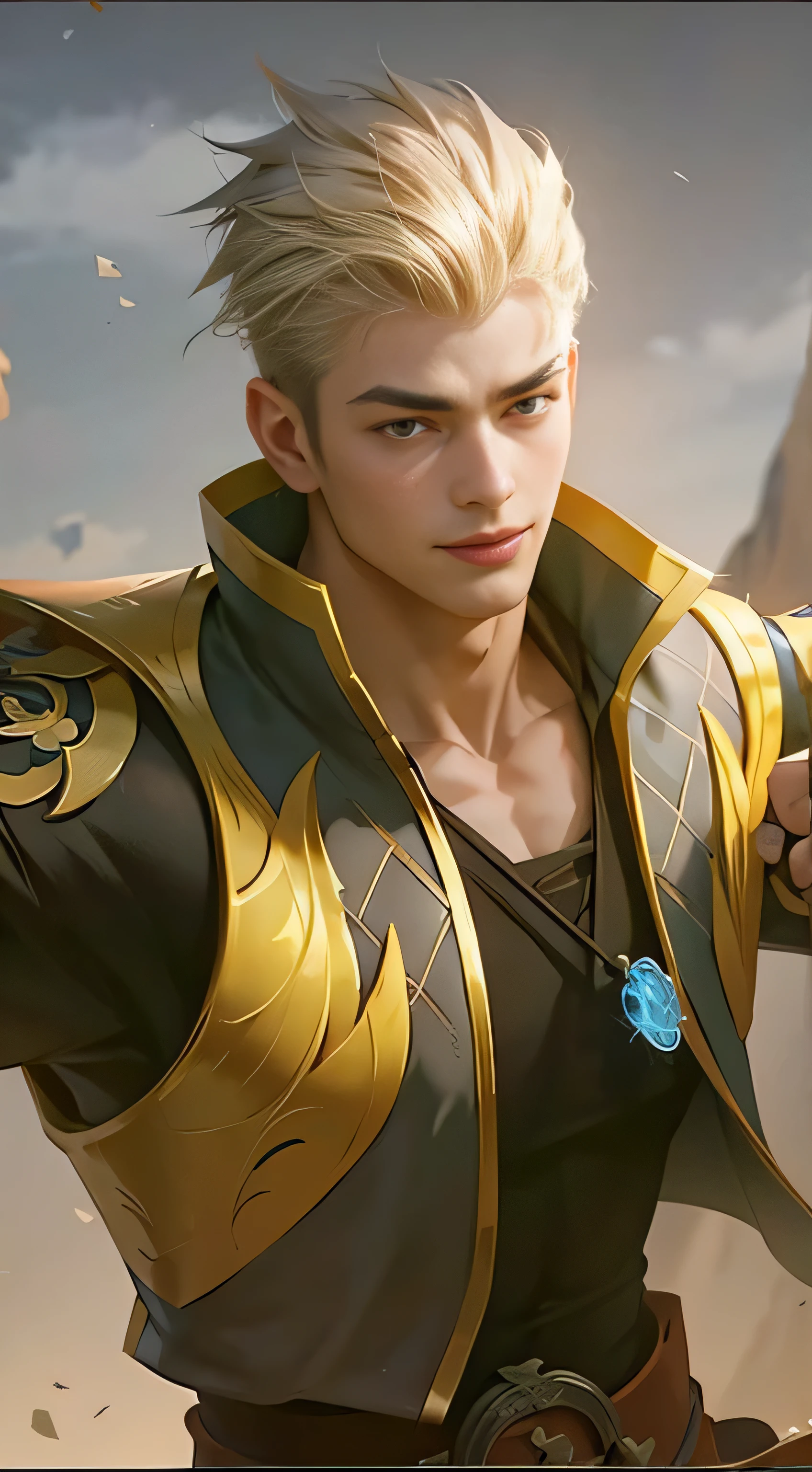 Best quality, masterpiece, detailed skin texture, detailed clothes texture, detailed face, super detail, 8k, intricate detail, 1 boy, The color doesn't change, Muscle guy, 1 guy, smile, a close up of a person with a fan in their hand, heise jinyao, inspired by Huang Shen, zhao yun, keqing from genshin impact, zhongli from genshin impact, bian lian, onmyoji portrait, inspired by Shen Zhou, inspired by Pu Hua, zenra taliyah, sylas, onmyoji detailed art
