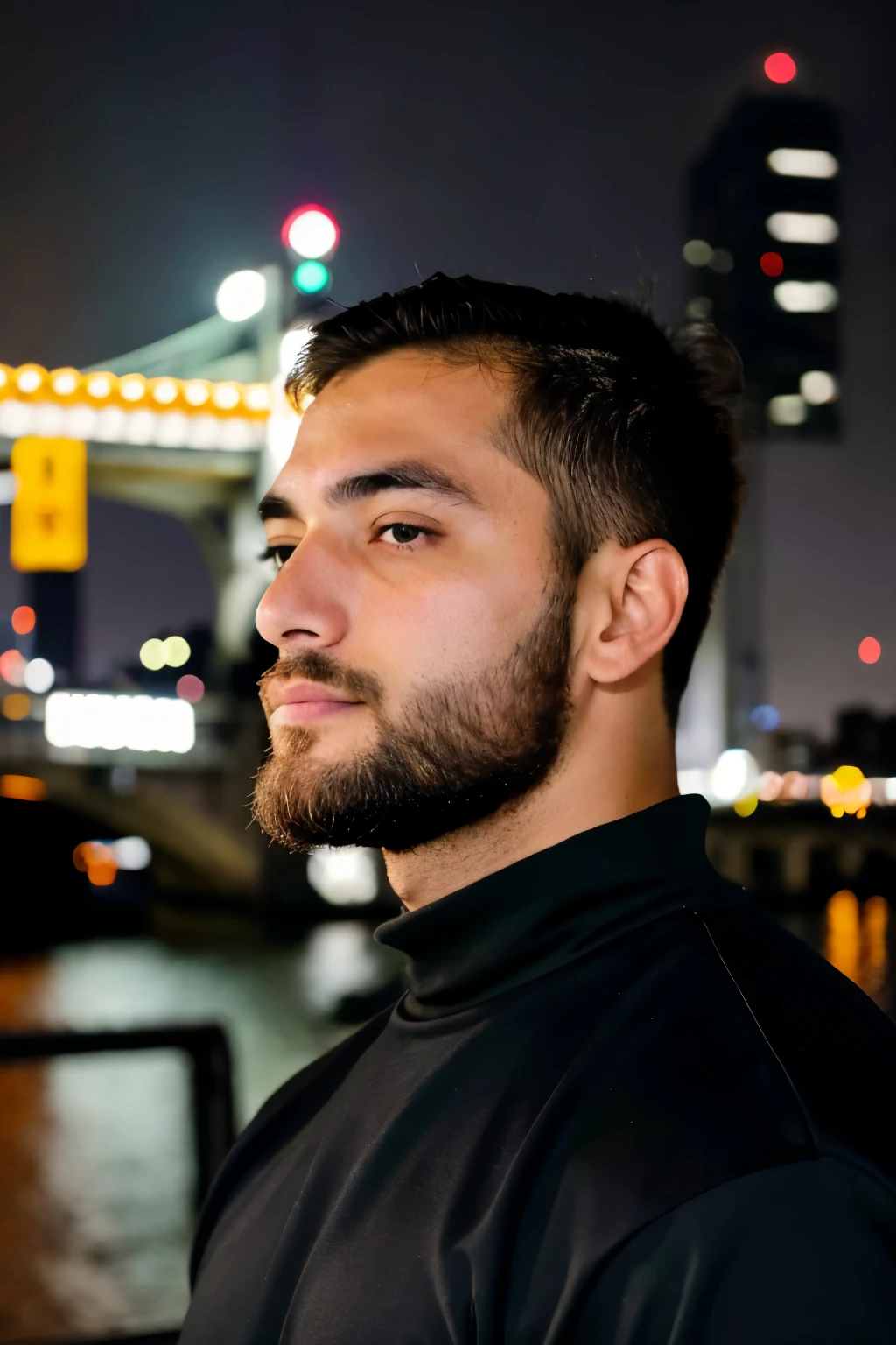 ((melhor qualidade)), ((Obra de arte)), (detalhado), rosto perfeito,(tokyo landscape), (japan landscape), (night city light) Slim man 18 years old with black sweatshirt and beard and looking at camera, muscle contraction coil / jogador ludwig, profile picture with headshot, with a barba pequena, barba pequena, sem barba, neck beard, foto de perfil profissional, imagem frontal, rosto largo barbeado e limpo, sem barba, rosto realmente detalhado, foto de rosto, half body head shot, (best quality, professional), (HDR, vivid colors), (tokyo landscape), (city light), (ultra-detailed), (realistic), , (elegant pose), (male apperance)
