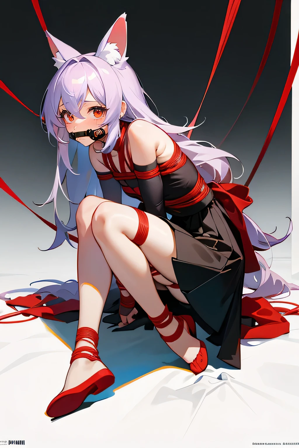 (best quality), (masterpiece), (Detailed Eye Description), (8k wallpaper),(Detailed facial description),on this bed
(Imidol bomb:0.95), (full Body:1.25),(Solitary:1.4),(1 girl:1.2),Cute and beautiful,((veru long hair)),arms_exist behind_retreat, ball_gag, sadomasochism, , side, side_ankle, side_arms, side_leg, side_wrist, Box_tie, _, crotch_rope, gag, gagged, Red_rope, restraint, rope, shibari, shibari_Exceed_clothiss, Tape_gag, four houses_Kaguya, cloth_gag, impromptu_gag, _gag, tied_up_\(Asexuality\), Whispered_gag, pause, Bangs, frogtie, broke up_Bangs, Tape, , Red_Eye, s, saliva, Ribbon_, nose_blush, White_Pantyhose, skirt, chain, Watch_exist_audience, blush, 1 girl, long_sleeve, ring_gag, Spreader_bar, skindentexistion, Watch_arrive_this_side, cexist_ear, Gloves, bare_Shoulder, full_Body, Slobber